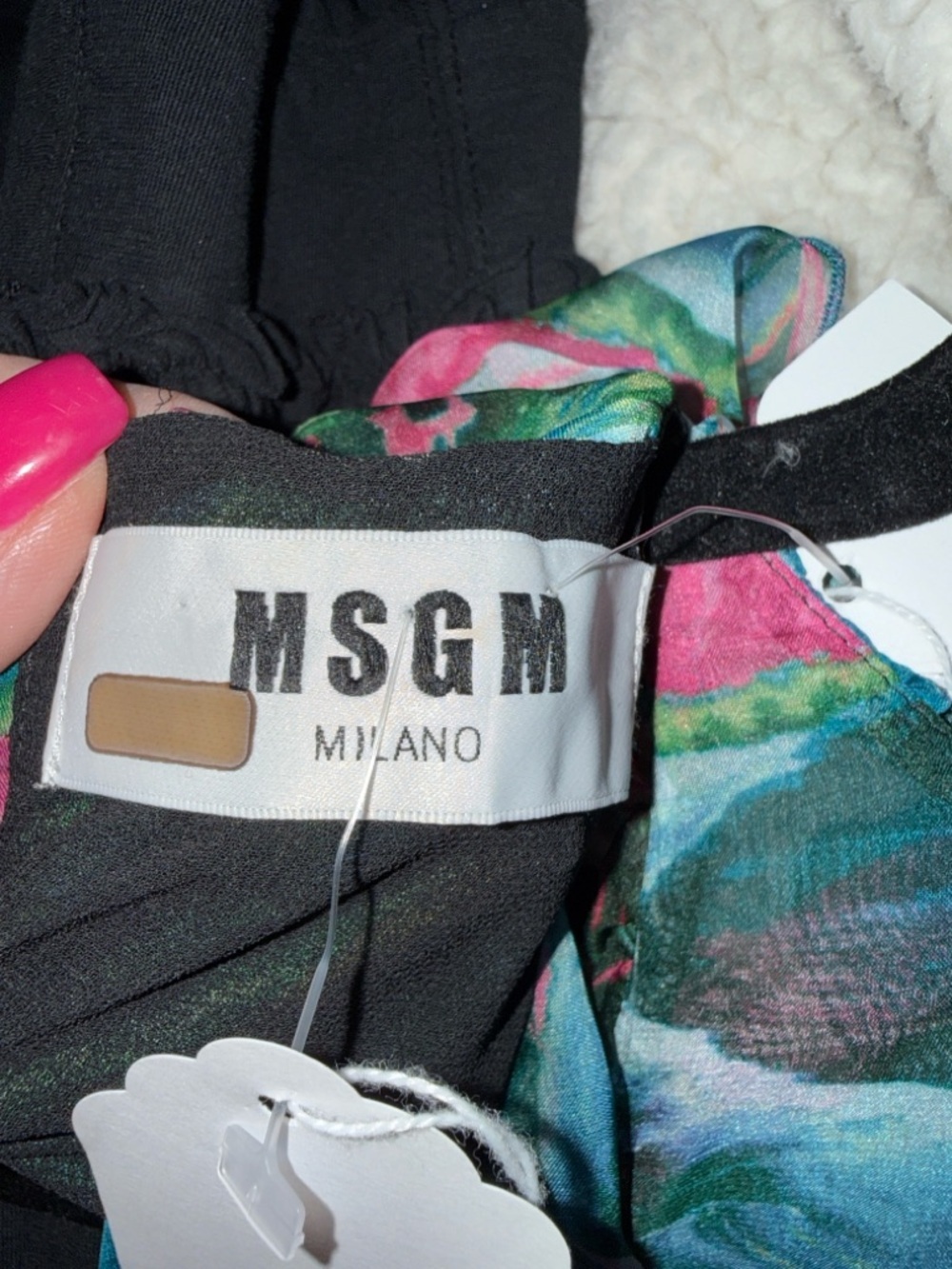 MSGM Teal Tropical Ruffle Midi Dress with Pink Accents - Picture 8 of 14